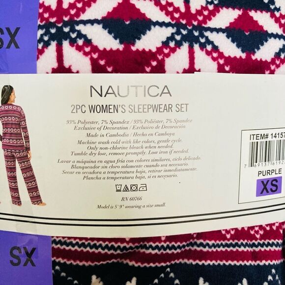 NWT Nautica 2-pc Nordic Fleece Pajamas Sleep Set - Picture 3 of 3
